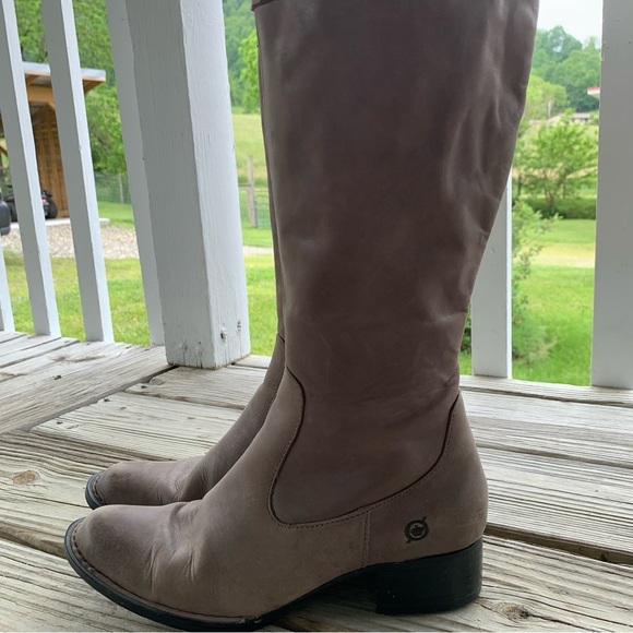 Born Leather Knee High Tall Boots Taupe Grey Leather Zip Up Womens 6.5 US D15122 - Picture 9 of 16